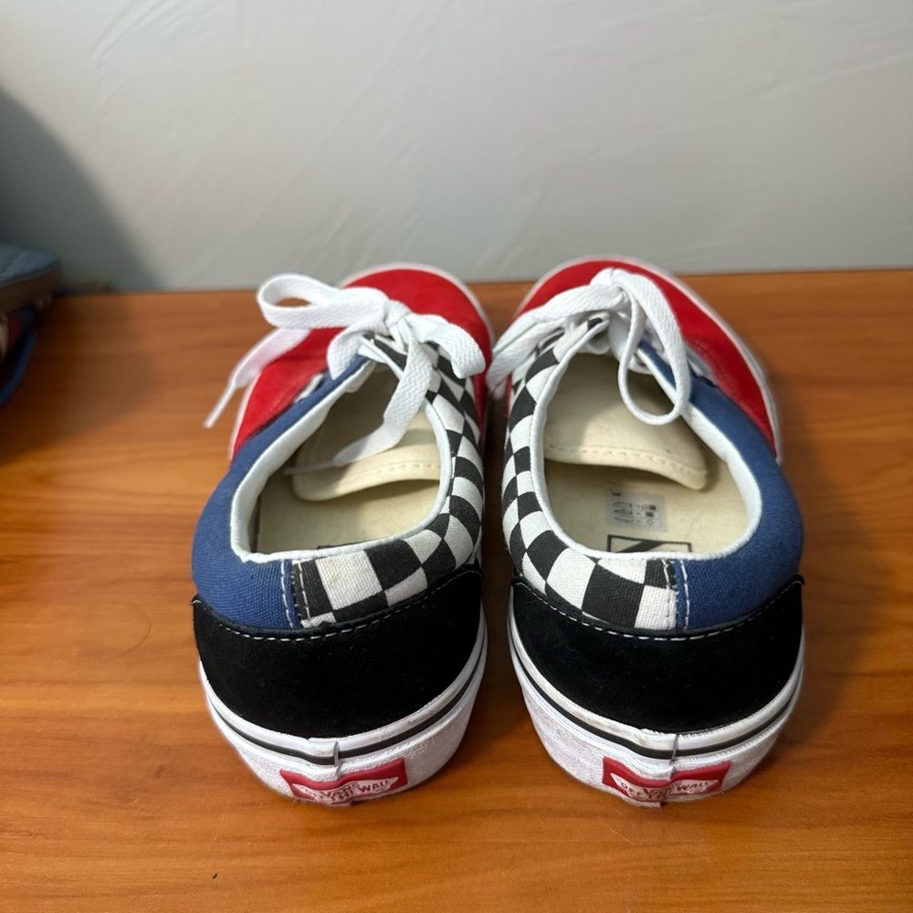 Vans Authentic Low Top Color Block Red Blue Check… - image 4